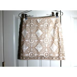 Express Sequined Gold Lace Mini Skirt sz 2